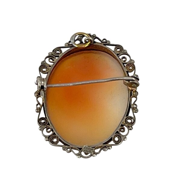 Antique European Cameo Brooch With Ornate Filigree Frame & 835 Silver Mark - Picture 4 of 9